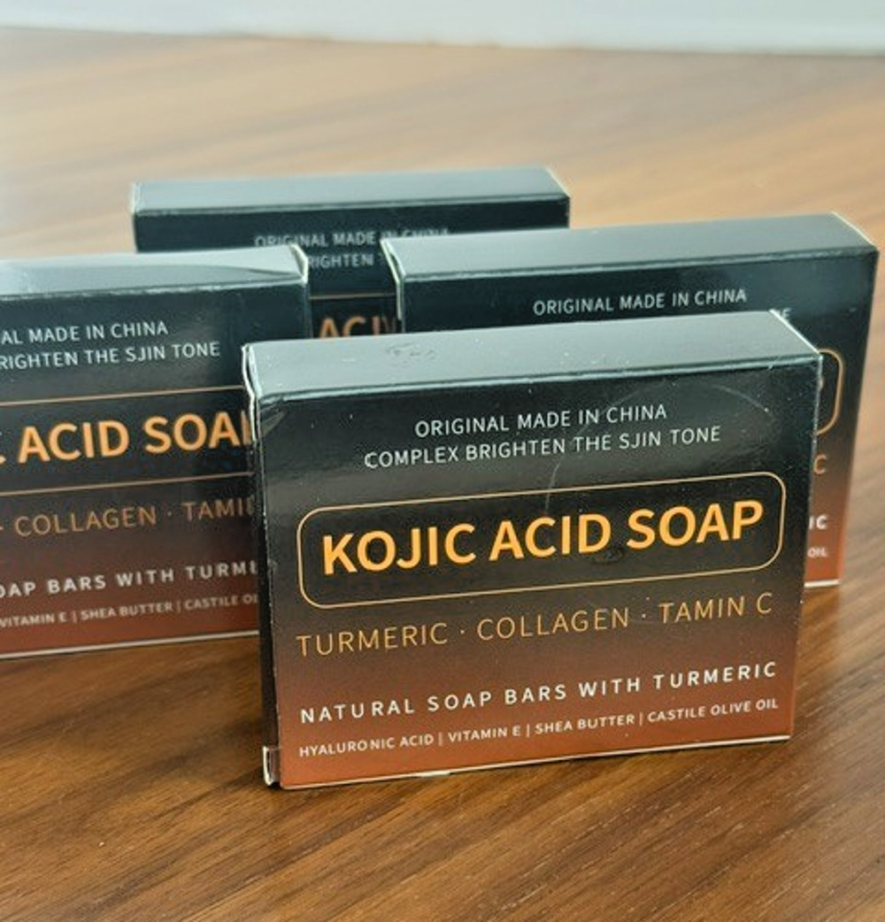 4 Kojic Acid Natural Soap Bar Turmeric Collagen Vitamin C Hyaluronic Body Face